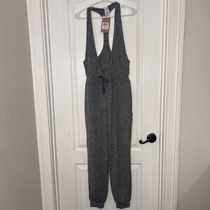 Asics Womens Jumpsuit S Gray New Strong Repurposed Surplice Neck Drawstring‎ NWT
